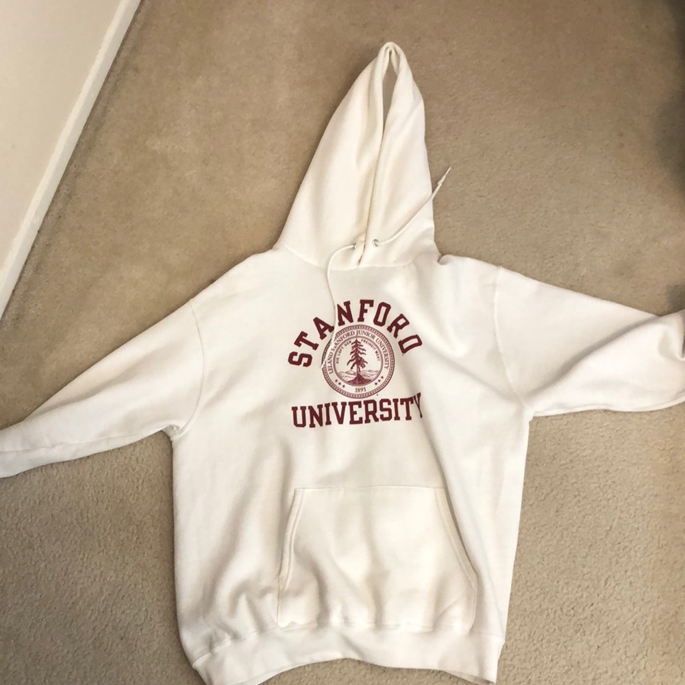 Champion White Stanford University Hoodie size Medium